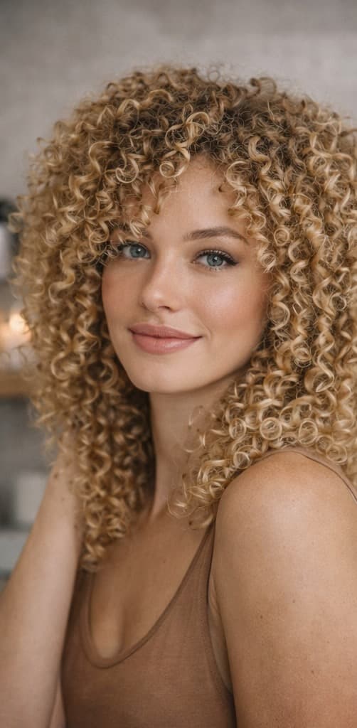Vrouw met gedefinieerde krullen