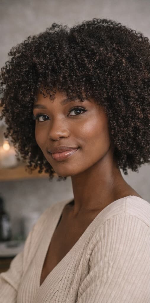 Vrouw met coily haar